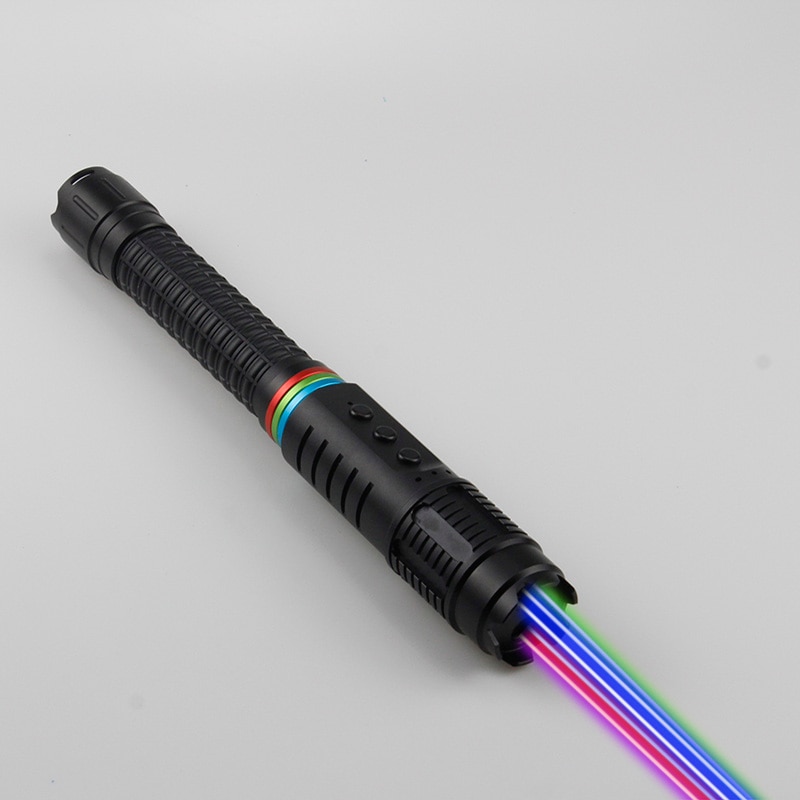 Rainbow laser pointer seven colors pen switch outdoor flashlight